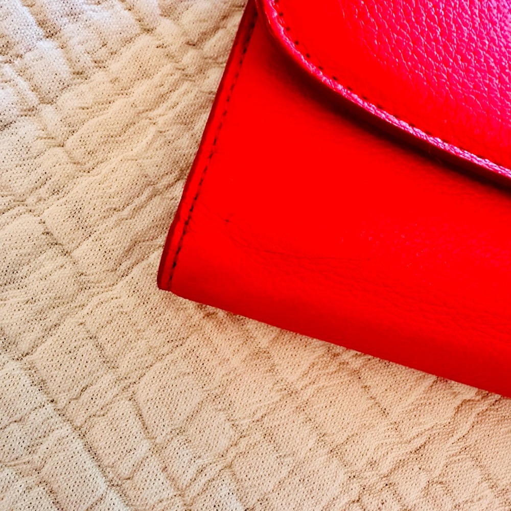 COACH Bold Coral Red Leather Wallet With Removable Checkbook Cover - Picture 7 of 14